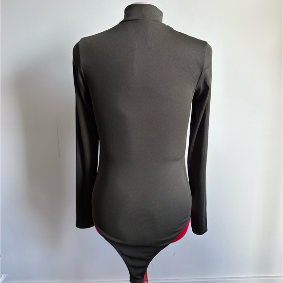 H&M Khaki Mock Neck Bodysuit - M - Picture 3 of 5